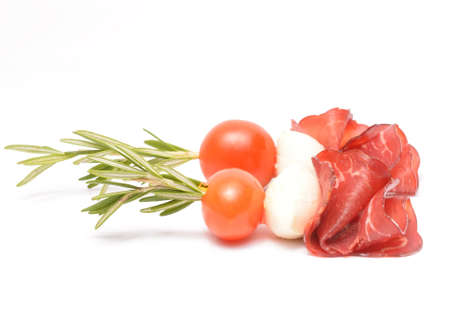  Cream cheese roll ups appetizer with prosciuttoand mozzarella  の写真素材