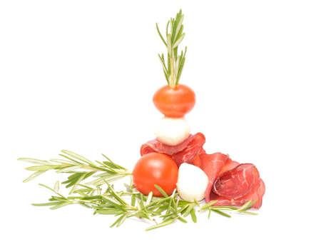  Cream cheese roll ups appetizer with prosciutto and mozzarellaの写真素材