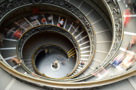 Double helix staircase in the Vatican museums top viewのeditorial素材