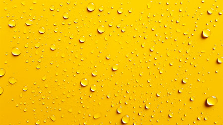 Water drops on a yellow background.の素材