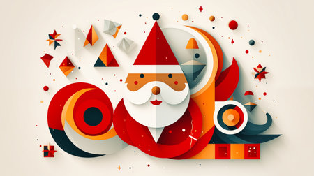 Merry Christmas and Happy New Year greeting card with Santa Clausの素材