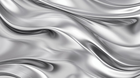 Abstract glossy silver metal fluid background with smooth lines.の素材