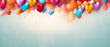 Valentine's day background with colorful heartsの素材