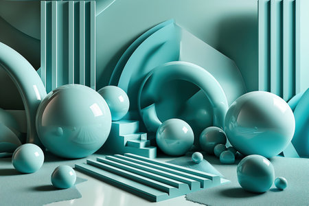 Abstract background, minimal design, geometric shapes, pastel blueの素材