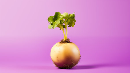 Turnip on light purple color backgroundの素材