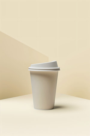 White paper coffee cup mockup on pastel backgroundの素材