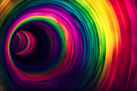 Abstract rainbow colors twisted in spiral tunnel. Illustrationの素材