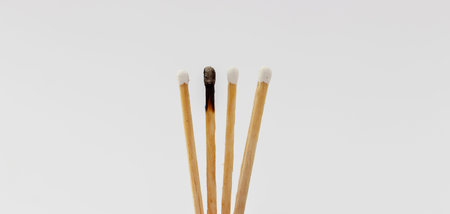 matches burned to symbolize burnout syndrome and mental illnessの写真素材