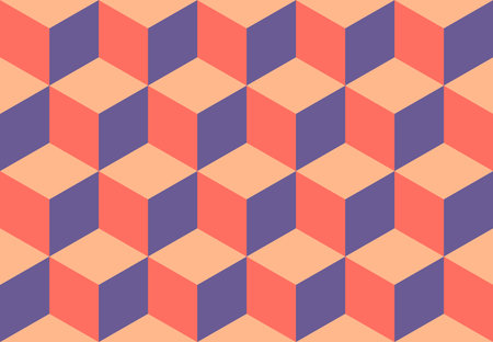 Isometric cube shape pattern in sunset colors.の写真素材