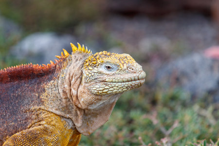 yellow Land iguana endemic to the Galapagos islands, Ecuadorの写真素材