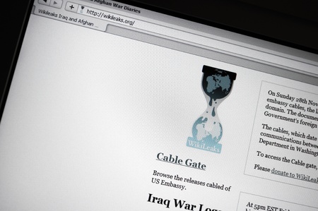 Website of Wikileaks presenting confidential documents concerning the war in Afghanistan. Wikileaks-activists stated via the microblogging and social network website Twitter, that they intend to publish sectret logbook entries from the USA linked to the wのeditorial素材