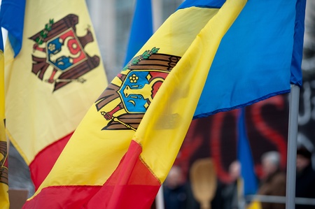 Approximatively 1-2 thousand people have gathered in the National Square from Chisinau (Moldova) to protest against the current administration. The people have come from different parts of the country at the initiative of Iurie Rosca, the leader of Populaのeditorial素材