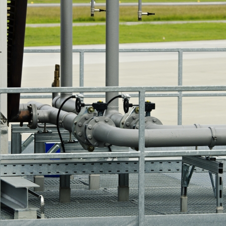 Steel pipelines for an air conditioning  AC  deviceの写真素材