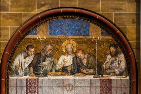 Last Supper of Christ mosaic outside a catholic church in Germanyのeditorial素材