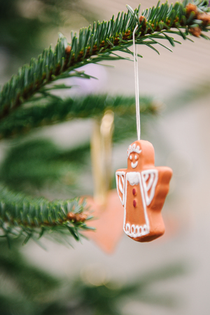 Traditional hand crafted Christmas angel made from natural materials の写真素材