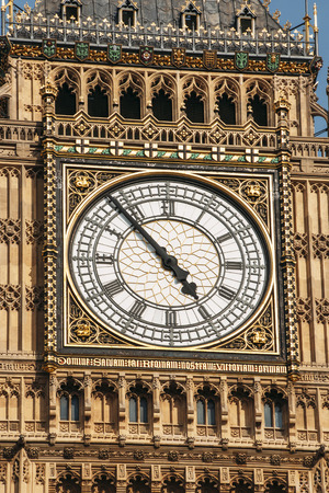 Big Ben clock face extremelly detailed - Westminster, Londonの写真素材