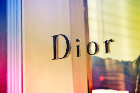 FLORENCE, ITALY - APRIL 16, 2012: Dior logo on flagship store in the Piazza degli Strozzi, luxury...