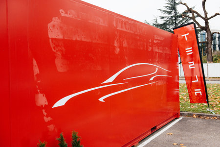 PARIS, FRANCE - NOVEMBER 29: Tesla showroom has arrived in Paris, France. Tesla is an American...