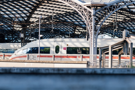 COLOGNE, GERMANY - 3 JUNE 2010: ICE 3, or Intercity-Express 3 in Cologne Train Station. Ice 3 is a family of high-speed EMU trains operated by Deutsche Bahn. This train has versions for Spain, China, Russia, its home country Germany, as well as Great Britのeditorial素材