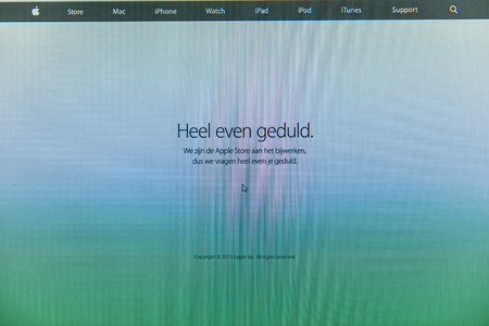 PARIS, FRANCE - MAR 9, 2015: Apple Computers event keynote tweets close up seen on iMac with the newly launched  as seen on 9 March, 2015のeditorial素材