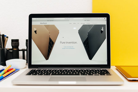 PARIS, FRANCE - MAR 10, 2015: Apple Computers website on MacBook Retina in room environment...
