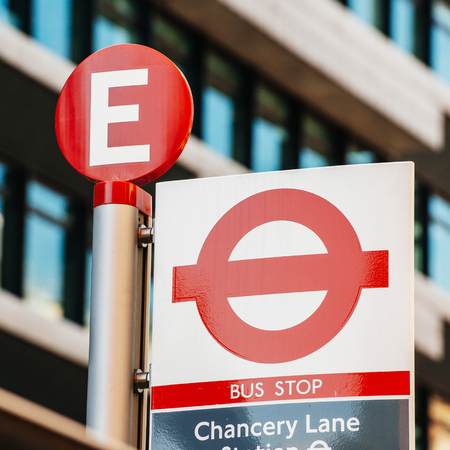 Chancery Line Bus Stop in London, capital of United Kingdomのeditorial素材