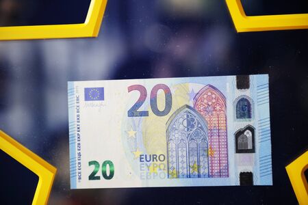 STRASBOURG FRANCE  MAY 2 2015: New 20 Euro banknote with the European symbol Europe is highly protected and has a new design and will start circulating in the euro area on 25 November 2015.の写真素材