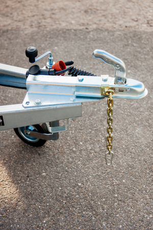 Trailers transportation detail on asphalt ready to goの写真素材