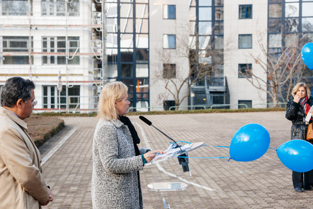STRASBOURG, FRANCE - DEC 09, 2015: Marja Ruotanen, Director of Human Dignity and Equality speech during the first European Day on the Protection of Children against Sexual Exploitation and Sexual Abuseのeditorial素材