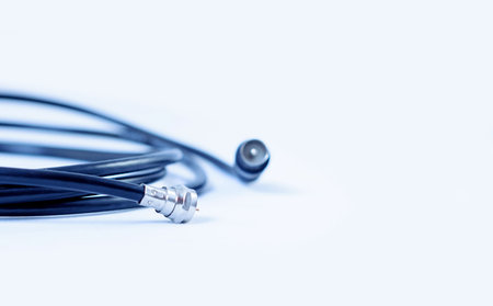 Professional coaxial cable RG6 and TV type in blue technology tone