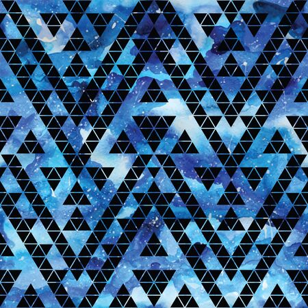 Galaxy seamless pattern with triangles and geometric shapes. trendy illustration.のイラスト素材