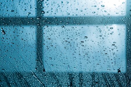 Water drops on windshield at car washの写真素材
