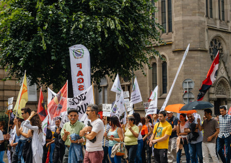 STRASBOURG, FRANCE - JUN 25: Members of Turkey's Alevi community protesting denouncing the evolution...