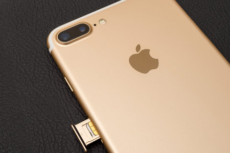 PARIS, FRANCE - SEP 16 2016: New Apple iPhone 7 Plus unboxing in the first day of sales - iinsering...