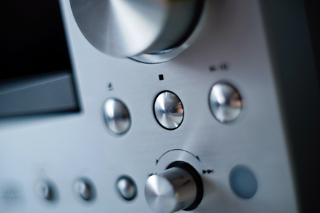 Hi-Fi cd player with with focus on the STOP button - ready to listen to digital stereo music soundの写真素材
