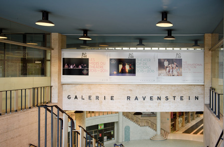 BRUSSELS, BELGIUM - SEP 1, 2015: Galerie Ravenstein shopping mall with metro station in Brussels, Belgiumのeditorial素材