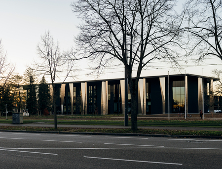 STRASBOURG, FRANCE - NOV 29, 2016: Palais de la Musique et des Congres - Music and Congress palace buiding in Strasbourg, Franceのeditorial素材