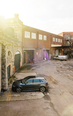 BRISTOL, UNITED KINGDOM - MAR 7, 2017: View from above of Audi A3 car in Bristol Parking. The Audi...