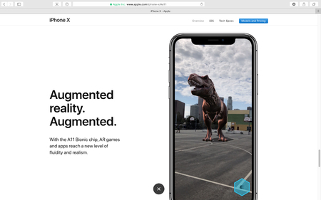 PARIS, FRANCE - SEP 12, 2017: Apple Computers website on Safari Browser showcasing latest Apple products - showcasing latest iPhone X 10 augumented realityのeditorial素材