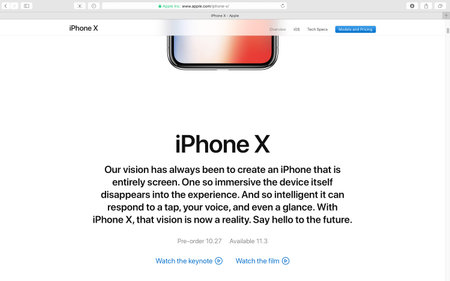 PARIS, FRANCE - SEP 12, 2017: Apple Computers website on Safari Browser showcasing latest Apple...