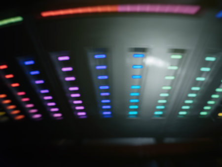 Abstract colorful light pattern on a UFO space ship in rotation movement