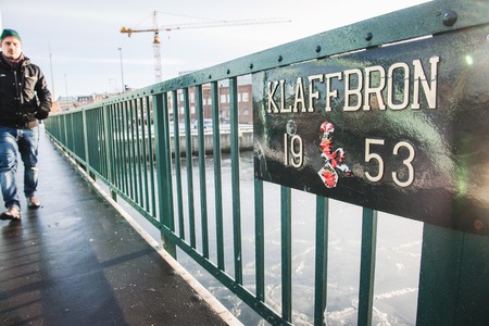MALMO, SWEDEN - DEC 29, 2018: Klaffbron the new flap bridge drawbridge bascule bridge in Malmo connecting the Western harbor with what is now called Universitetsholmenのeditorial素材
