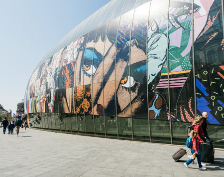 STRASBOURG, FRANCE - MAY 5, 2018: Modern building of Gare de Strasbourg on a warm spring day with...