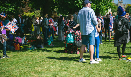 WINDSOR, UK - MAY 19, 2018: Families Party, picnique on Long Walk gardens for the royal wedding marriage celebration of Prince Harry, Duke of Sussex and the Duchess of Sussex Meghan Markleのeditorial素材