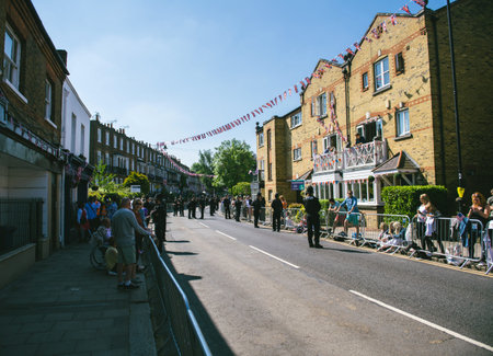 WINDSOR, BERKSHIRE, UNITED KINGDOM - MAY 19, 2018: High street free space to visit the royal wedding marriage celebration of Prince Harry, Duke of Sussex and the Duchess of Sussex Meghan Markleのeditorial素材