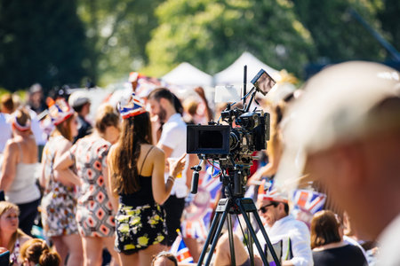 WINDSOR, BERKSHIRE, UNITED KINGDOM - MAY 19, 2018: Sony broadcast camera at royal wedding marriage...