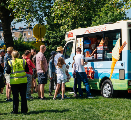 WINDSOR, BERKSHIRE, UNITED KINGDOM - MAY 19, 2018: Ice cream van at the royal wedding marriage celebration of Prince Harry, Duke of Sussex and the Duchess of Sussex Meghan Markleのeditorial素材