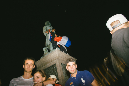 STRASBOURG, FRANCE - JULY 10, 2018: Happy ambiance on Central Place Kleber after the victory of France qualify for the final of the 2018 FIFA World Cup after their victory over Belgium 1-0のeditorial素材
