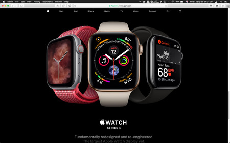 London, United Kingdom - September 12, 2018: Latest apple watch seen on computer MacBook display after Cupertino keynote product launchのeditorial素材