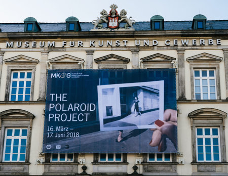 HAMBURG, GERMANY - MAR 20, 2018: Museum fur Kunst und Gewerbe facade with the Polaroid Project exhibitionのeditorial素材